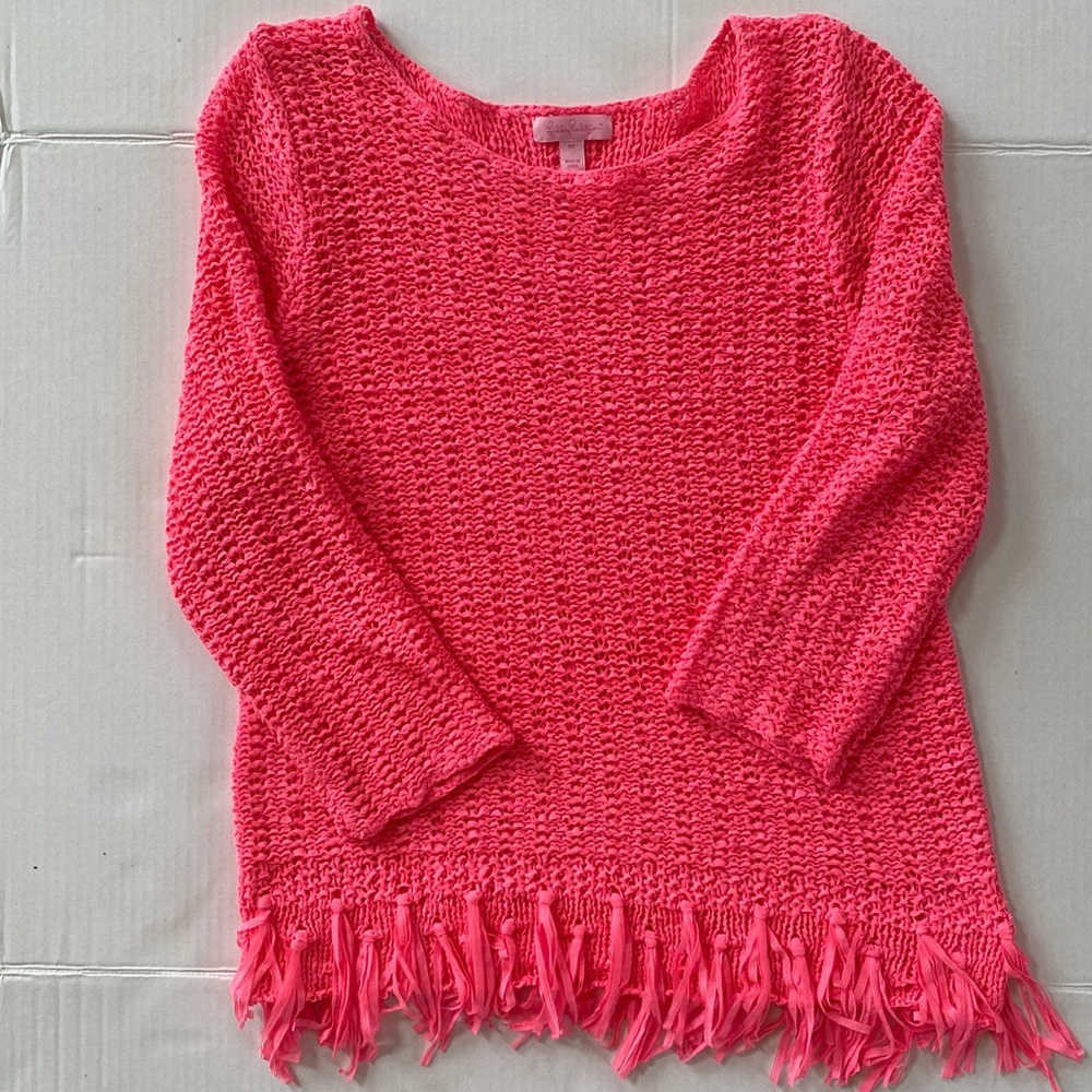 Lilly Pulitzer hot pink island sweater. Size M.